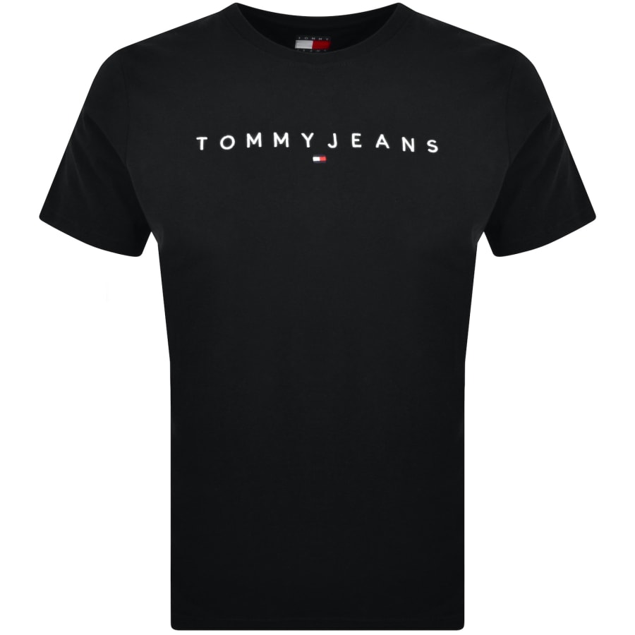 Tommy Jeans Regular Linear Logo T Shirt Black Size M